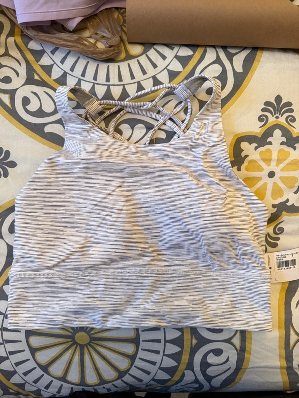 lululemon athletica Light Gray Striped High-Neck Sports Bra- NWT 8